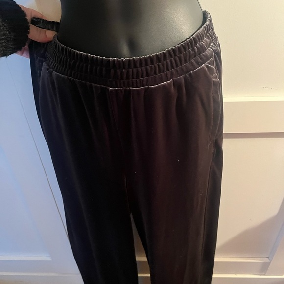 Zara Charcoal Velvet pants women’s Medium cute sweat pants lounge cozy glam - Picture 2 of 8